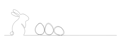 One Continuous Line Drawing Easter Eggs Rabbit Greeting Banner Design With Bunny Ears Simple Linear Style Editable Stroke Doodle Vector Illustration