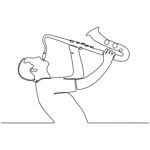 Continuous Line Drawing Man With Saxophone White Background Vector Illustration