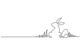 Easter Holiday Decoration Rabbit Eggs Grass Continuous One Line Drawing Egg Hunter Concept Line